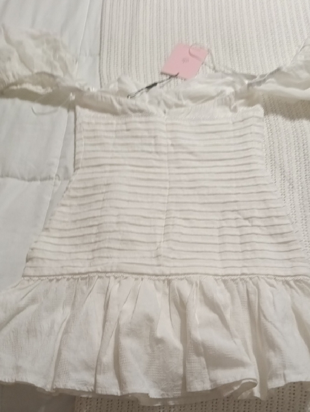 White Off-Shoulder Ruffled Mini Dress - Picture 8 of 8
